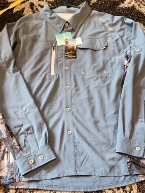 Guy Harvey Men's Light Blue Performance Button-Down Shirt